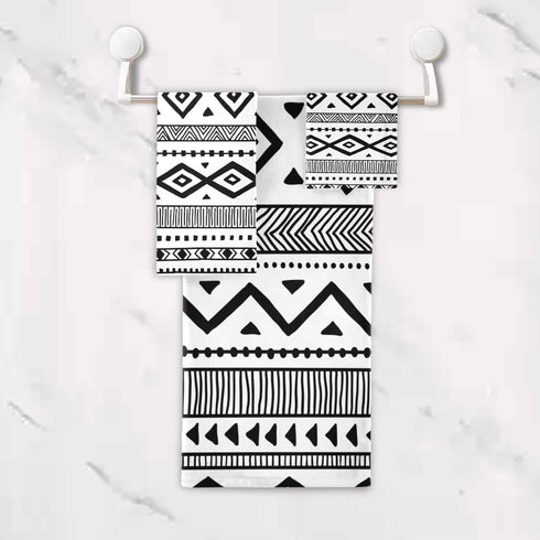 HATESAH Set Set 3 Piece,1 Towel,1 Towel,1 Bath Towels Soft Highly Absorbent Black White Native American Tribal Aztec