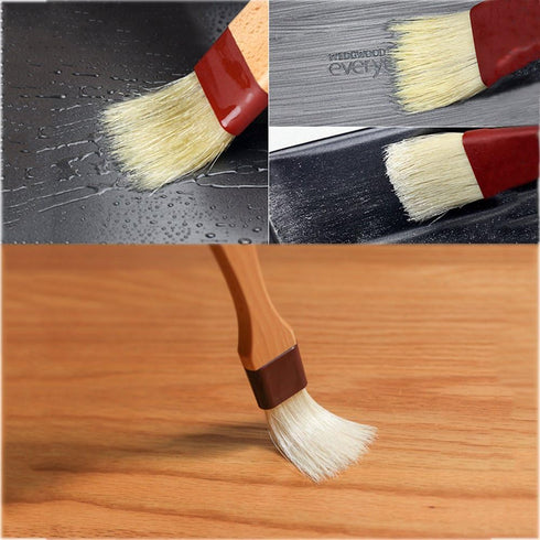 Pastry Brush Natural Bristle Wooden, MSART Basting/Food Brush with Beech Wood Handle, Easy to Clean (1 inch)