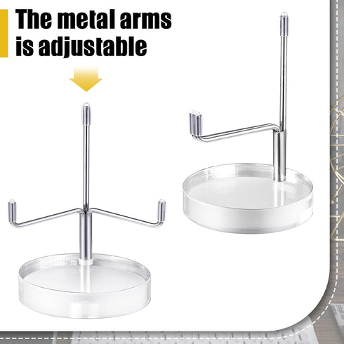 4 Pcs Adjustable Metal Arms Display Stand Easel with Round Acrylic Base for Decorative Display, Crystal, Geodes, Mineral