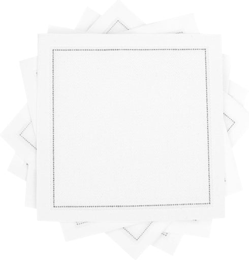 White Cotton Cocktail Napkins, 100% Cotton, 50 Pack, 4.5” x 4.5”, Hotel Quality, Soft & Absorbent for Home & Events