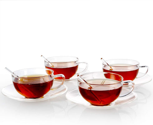 Teabloom Glass Stirring Spoons Set of 4 - Crystal Clear Petite Teaspoons (5.3 inches), Heat-Resistant Borosilicate Glass