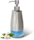 Dish Soap Dispenser with Stickers, Brushed Nickel Stainless Steel and Glass, Refillable Liquid Hand Soap Dispenser