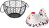 Chicken Design Ceramic Egg Storage Basket, Iron Basket Holds 20-25 Eggs, Organizer Case, Container Egg Basket Holder