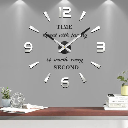 VANGOLD Large DIY 3D Wall Clock with Mirror Surface Sticker for Home Office Living Room Decoration