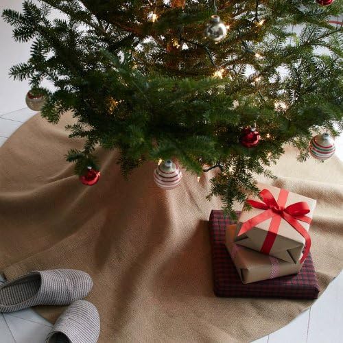 Homeford Christmas Burlap Tree Skirt, 60-Inch Under The Tree
