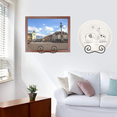 LIONWEI LIONWELI (2 Piece) Black Metal Wall Mount Display Easel, Horizontal Plate Rack, Vertical Plate Stand Holders