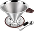 Pour Over Coffee Dripper, Professional Stainless Steel Filter, Paperless Reusable with Spoon and Silicone Tray