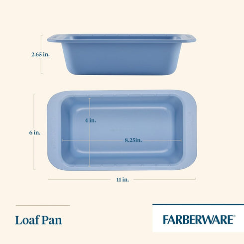 Farberware Easy Solutions Nonstick Bakeware Meatloaf/Loaf Baking Pan, 9 Inch x 5 Inch with Portion Marks - Blue by Farberware