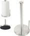 Paper Towel Holder with Side Rod, Stainless Steel Easy Tear Dispenser for Kitchen Countertop Tabletop