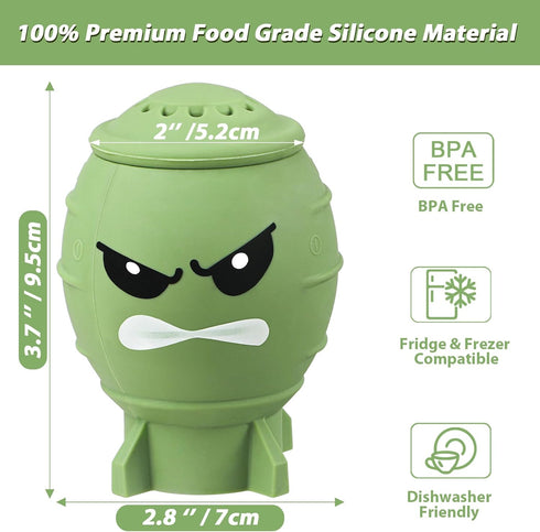 Fun Guy Fridge Deodorizer, Baking Soda Holder for Refrigerator Odor Absorber, Reusable Silicone Freshener Container