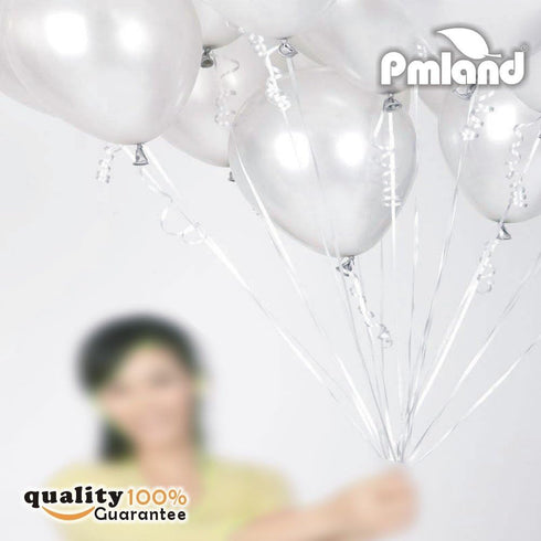 PMLAND 100 Pieces Silver Latex Balloons - 12 Inches for Party Birthday Wedding Engagement Holiday Decorations