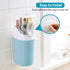 Blue Kitchen Utensil Holder with Cover, 4 Compartment Wall-Mounted Plastic Silverware Holder, Utensil Drying Rack for