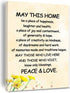 New Home Blessing Wall Art - Canvas Print Quote Painting, May This Home Be a Place of Happiness, 8 x 12 inch
