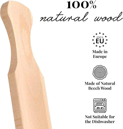 Tuuli Kitchen Beechwood Cutting Board, 37 x 5.5 cm, Oil Coated Charcuterie Board, Salami Wooden Design