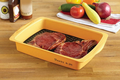 Mr. Bar-B-Q Flip & Flavor Marinade Tray, Yellow