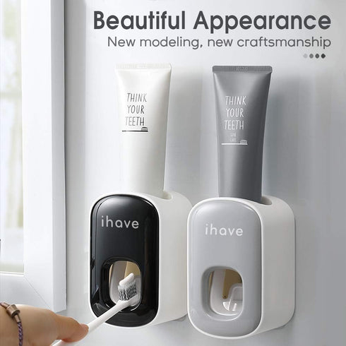 iHave Toothpaste Dispenser Wall Mount, Automatic Toothpaste Squeezer for Bathroom, Grey