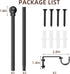 Curtain Rods for Windows 32 to 62 Inch, Black 5/8 Inch Splicing Rod Set with Brackets for Decorative Blackout