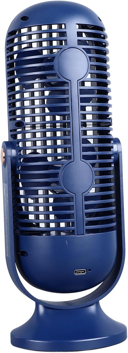 Table Tower Fan, 1800mAh USB Portable Electric Fan with 5 Speeds for Car Home Office (Blue)