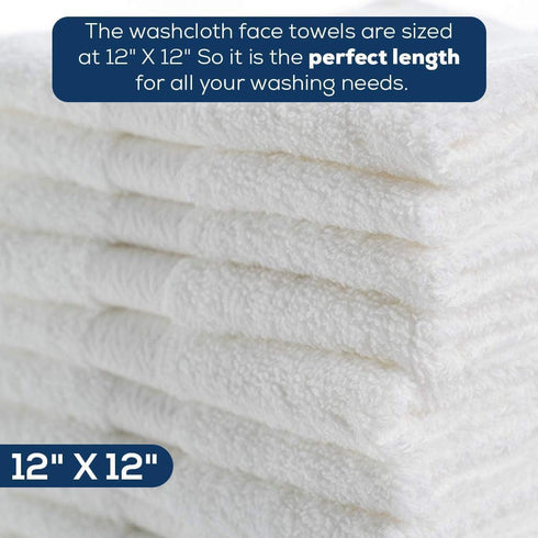 40 Pack, 12x12 Simpli-Magic Cotton Washcloths White, Size: