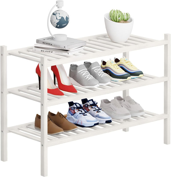 3 Tier Bamboo Shoe Rack Storage Organizer for Closet, Multifunctional Stackable Free
