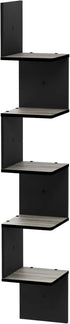 5-Tier Furinno ROSSI Corner Floating Shelves for Wall, Corner Square Wall Shelf, S-shape Radial Floating Book Shelf