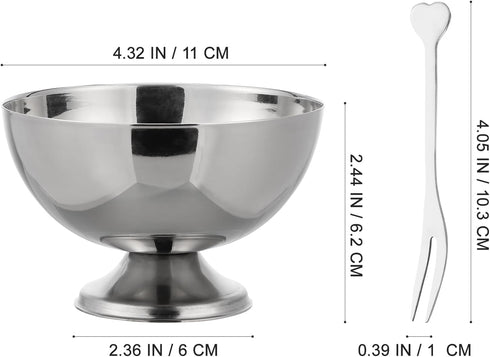 4 9oz Pcs Stainless Steel Dessert Bowls, Ice Cream Cups Footed Dessert Cups Mini Desserts Bowls for Sundae Parfait