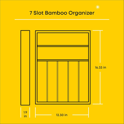 JoyJolt Bamboo Drawer Organizer, 7-Compartment Silverware Organizer, Cutlery and Utensil Organizer, Drawer Organizers for Garage, Kitchen, and Bathroom, Organizer Drawers for Kitchen Utensils by JoyJolt