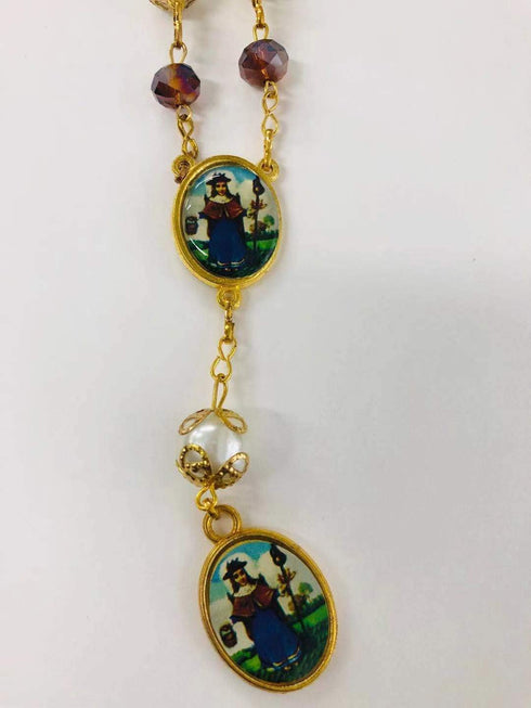 CLGIFT crystal Santo Niño de Atocha car auto rosary, Perfect for First Communions, Baptism, Shower/Religious gift.