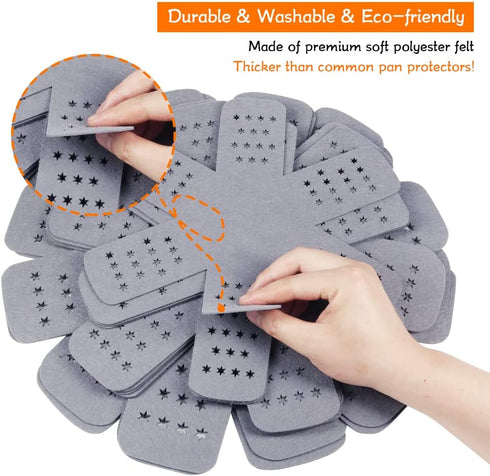 BYKITCHEN Pan and Pot Protectors, Set of 6 Larger & Thicker Protectors with Stars, Different Sizes for Cookware