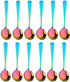 Broth Round Spoon Set, 12-Piece Reusable Stainless Steel Dinner Table Spoons, Rainbow Color for Camping, Ramen