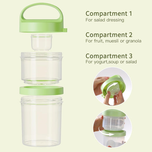 31oz 2 Pack,Dual-Layer LUXEAR Large Overnight Oats Containers with Lids and Spoons Plastic Yogurt Parfait Cups Salad