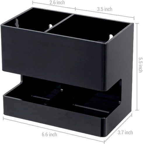 MyGift Premium Black Acrylic Wall Mounted Hair Styling Tools Holder, 2 Slots Salon Organizer Rack