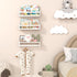 15.7 Inch Set 3, Floating Nursery Book Shelves for Wall, Nature Solid Wood Wall Mounted Bookshelf of Hanging