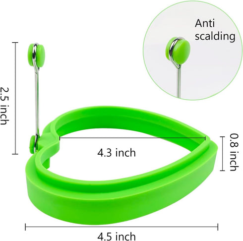 Food Grade Silicone Egg Rings, 4 Pack Egg Ring Molds for Cooking, Non-stick Fried Egg Rings(Multicolor, Heart-shaped)