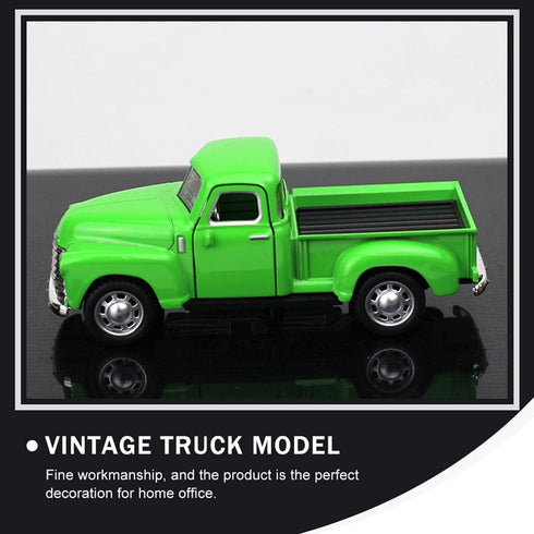 Toyvian Metal Classic Cars Model, Die Cast Old Pickup Truck Figurine, Vintage Collectible Mini Car (Green)