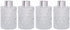 Hosley Set of 4 Mid Century Modern Glass Diffuser Bottles, 4 Inch High, Ideal for Essential Oils & DIY Crafts, O3 Silver