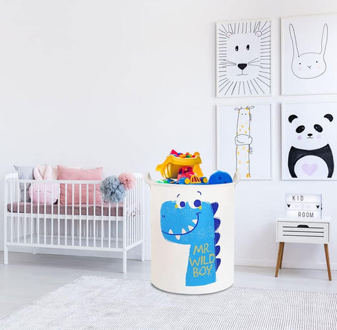 19.7" Dinosaur Laundry Basket, Kids Toys Storage Bin, Waterproof Baby Clothes Hamper with Handles, Collapsible Nursery