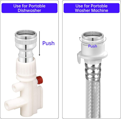 Dishwasher Faucet Adapter, 2 Pack Portable Washer Faucet Snap Adapter Connection Accessories for Male and Female