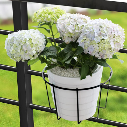 3Pack 10inch TreeLen Railing Planter Outdoor Balcony Hanging Baskets for Plants Fence Planters Metal Potted Stand