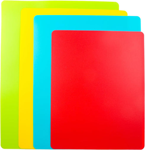 4 Pieces Flexible Cutting Board mats, Plastic Cutting Boards for Kitchen Cooking, Cutting board sheets for Meat and Vegetables, Dishwasher Safe by Kimmoker