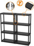 Gracious Living 4 Shelf Fixed Height Solid Light Duty Storage Unit, 12 x 24 x 48" for Home, Garage, Black