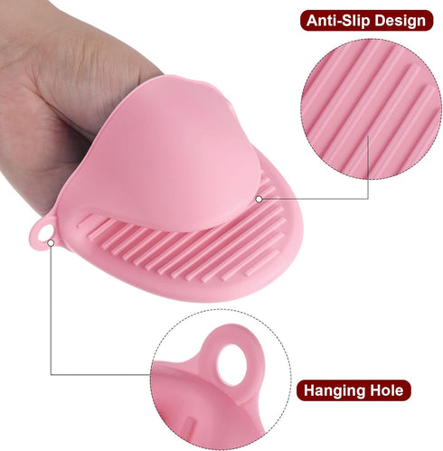 4pcs Thickened Mini Oven Gloves - Heat Resistant Silicone Oven Mitts for Kitchen, Cooking, Baking, BBQ