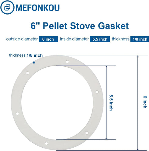 6" Pellet Stove White Gasket for Combustion Exhaust Fan Mounting Blower Seal, 3/pack for Most Pellet Stoves