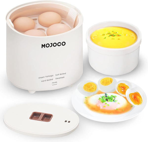 Mojoco Rapid Egg Cooker - Mini Electric Egg Boiler for Steamed, Hard Boiled, Soft Boiled Eggs, Home Kitchen Use