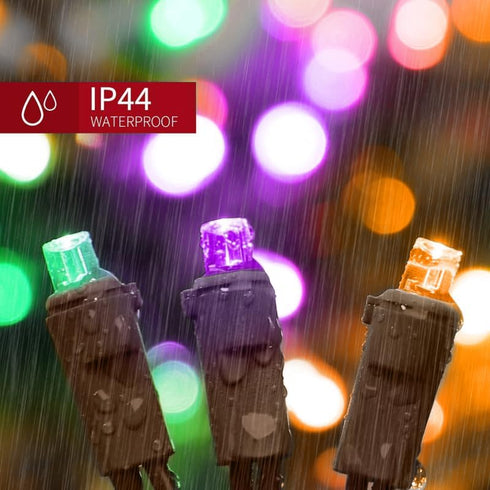 21.6ft 100LED Bulbs LAMPHOME Halloween String Lights - Orange Purple Green Mini Lights, Halloween Lighting Decor