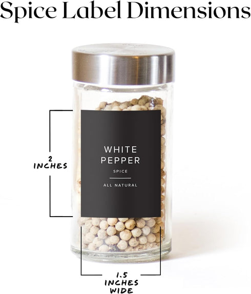 ThreeKin 230 Spice Jar Labels, Waterproof & Oil-Resistant Black Minimalist Stickers for Kitchen Organization, BPA-Free