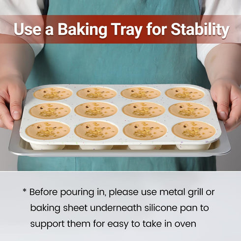 CAKETIME Silicone Muffin Pan, Regular Size for Baking 12 Cups, Non Stick Cupcake Pan, 1 Pack Confetti