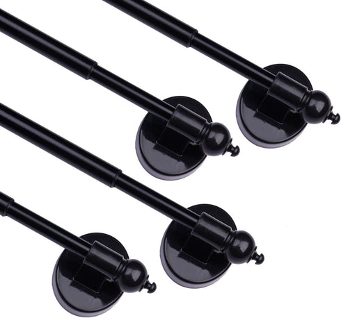 Magnetic Curtain Rods, Adjustable Multi-Use Appliance for Metal Doors and Windows, 16-28 Inch, Black, 4 Pack
