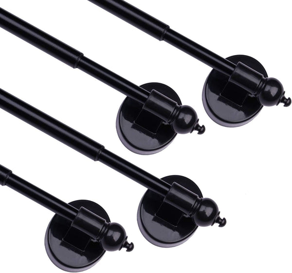 Magnetic Curtain Rods, Adjustable Multi-Use Appliance for Metal Doors and Windows, 16-28 Inch, Black, 4 Pack