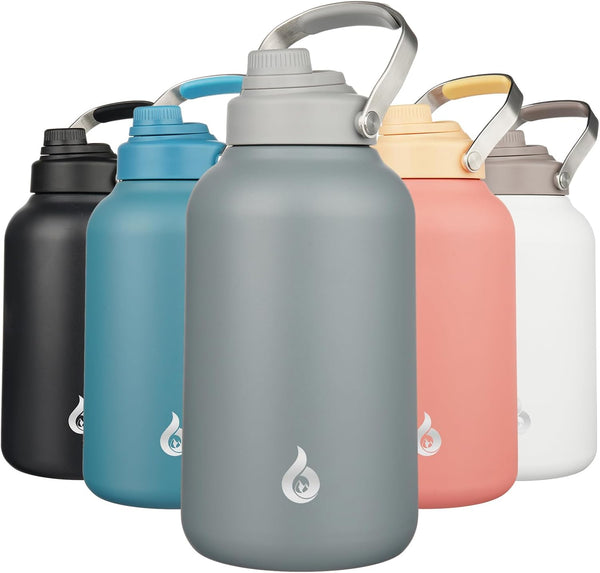 BJPKPK 1 Gallon Insulated Water Bottle - 128oz Dishwasher Safe with Metal Handle & BPA Free Lid